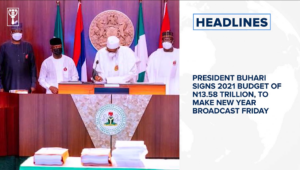 President Buhari signs 2021 budget of N13.58 trillion, to make New Year broadcast Friday